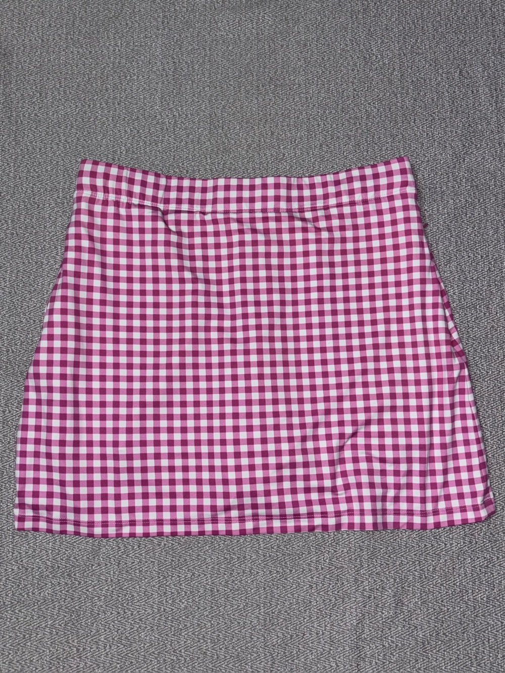 J McLaughlin Briana pink & white gingham print stretch jersey skort size Large